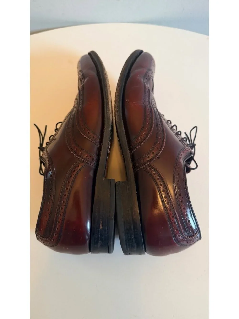 Florsheim Mens Burgundy Leather Wingtip Oxford Dress Shoes Size 9D Made In USA